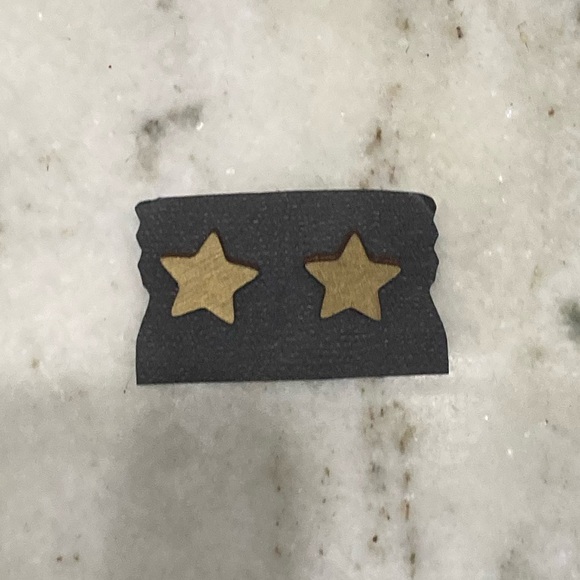 Handmade Wood Star Earrings NWT - Picture 4 of 5